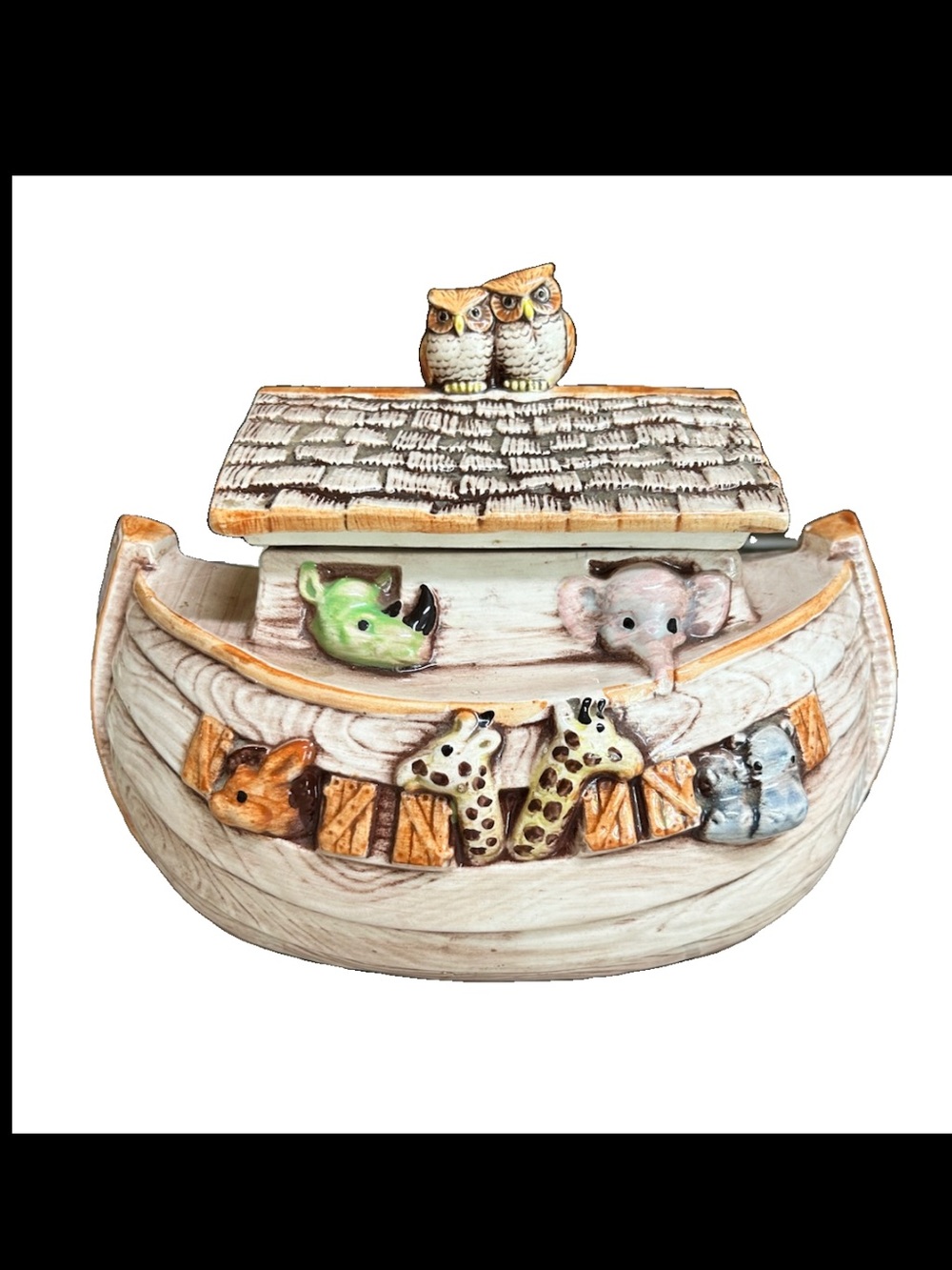 Vintage Treasure Craft Noah's Ark Cookie Jar Ceramic Cottagecore 1970’s